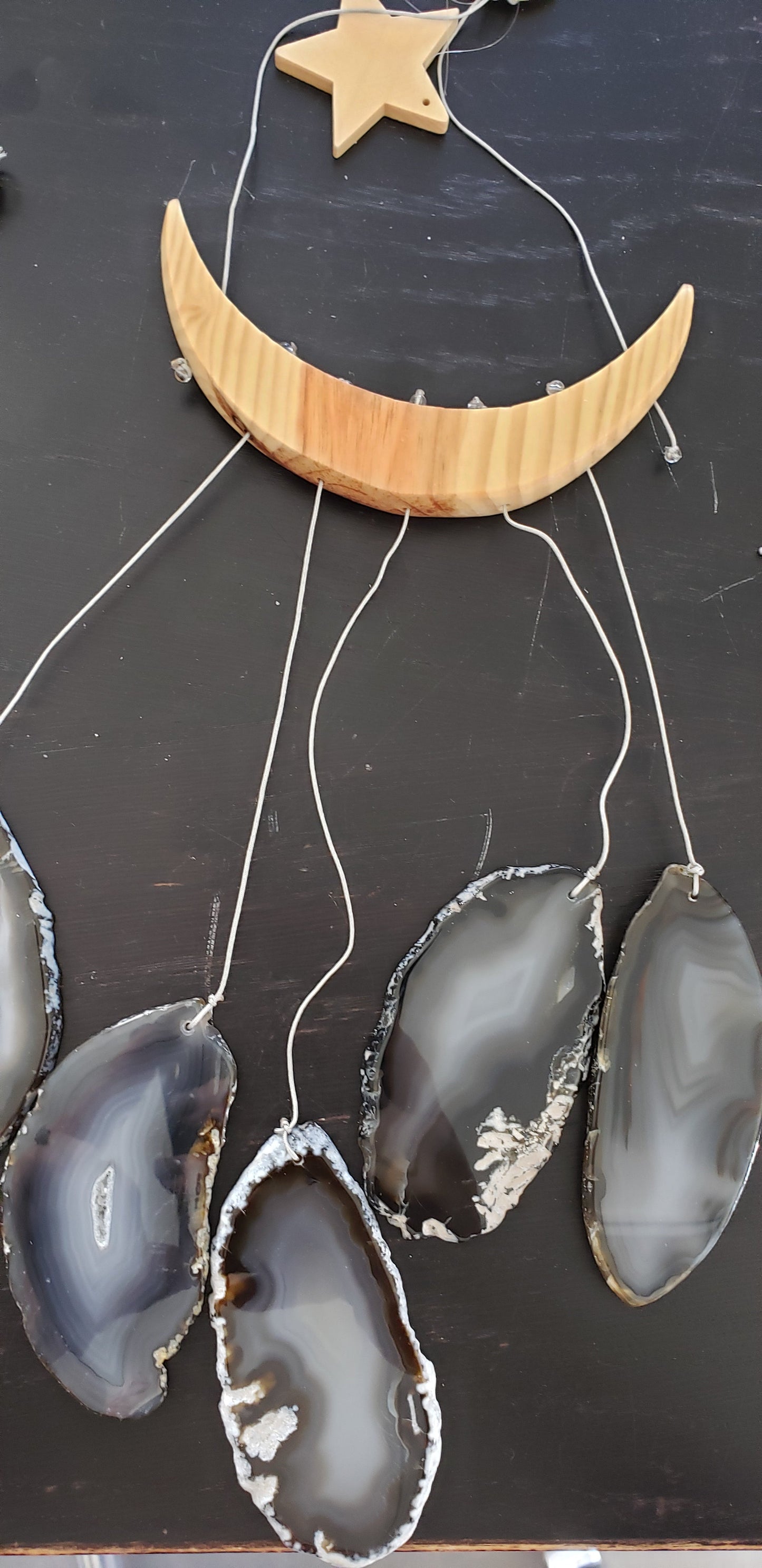 NEW Star & Crescent Moon Agate Wind Chime